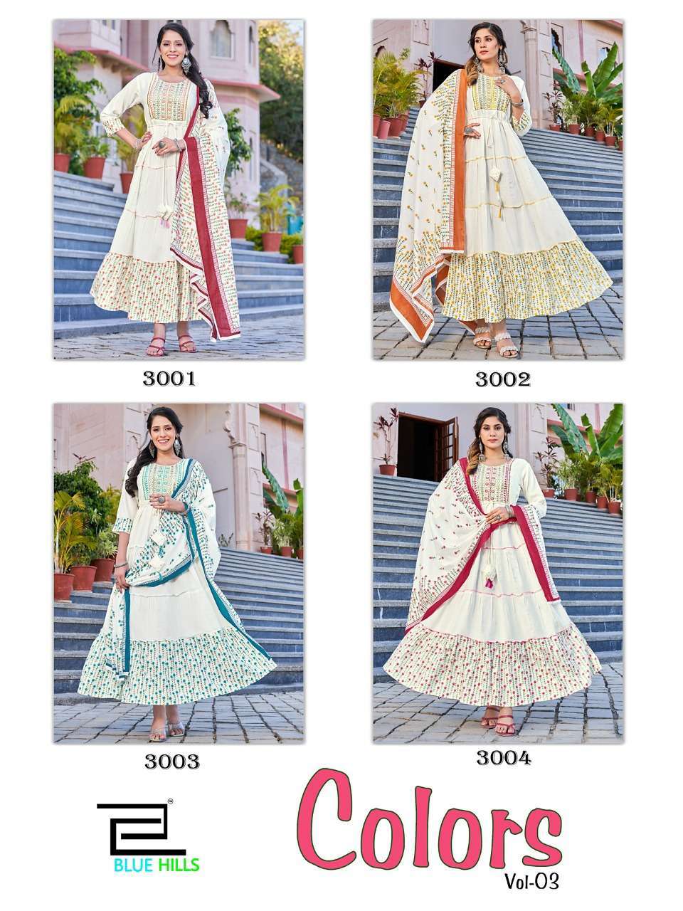 blue hills colors vol 3 series 3001-3004 14 kg rayn kurti 