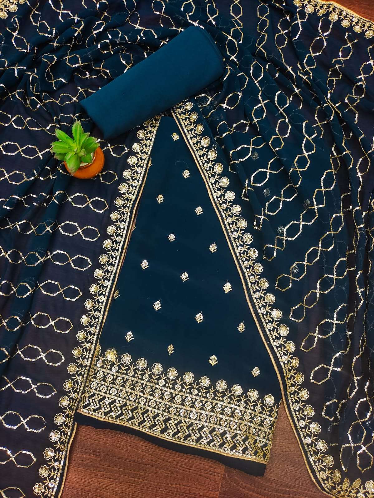 bt-17 designer faux georgette embroidery non catalog suit s