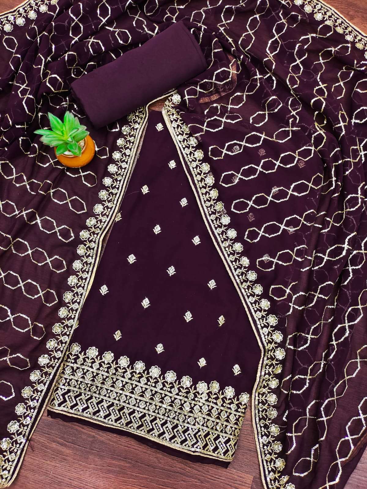 bt-17 designer faux georgette embroidery non catalog suit s