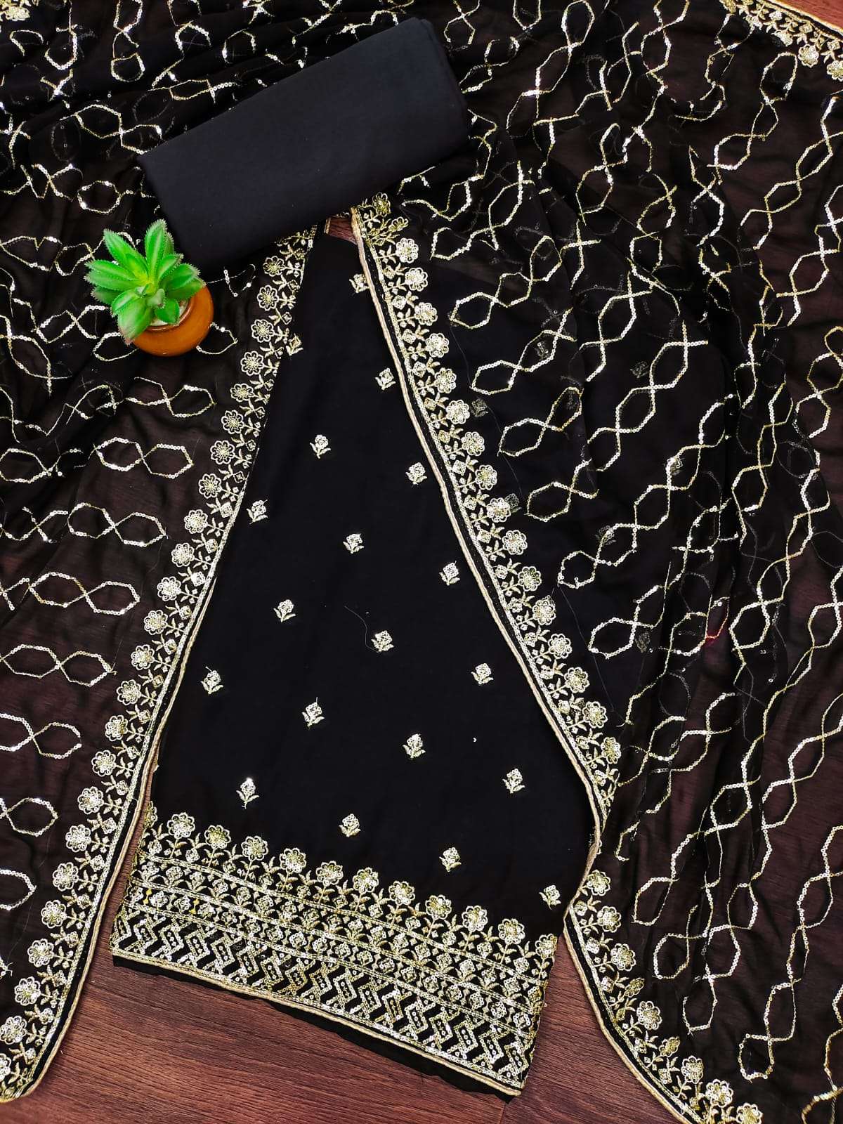 bt-17 designer faux georgette embroidery non catalog suit s