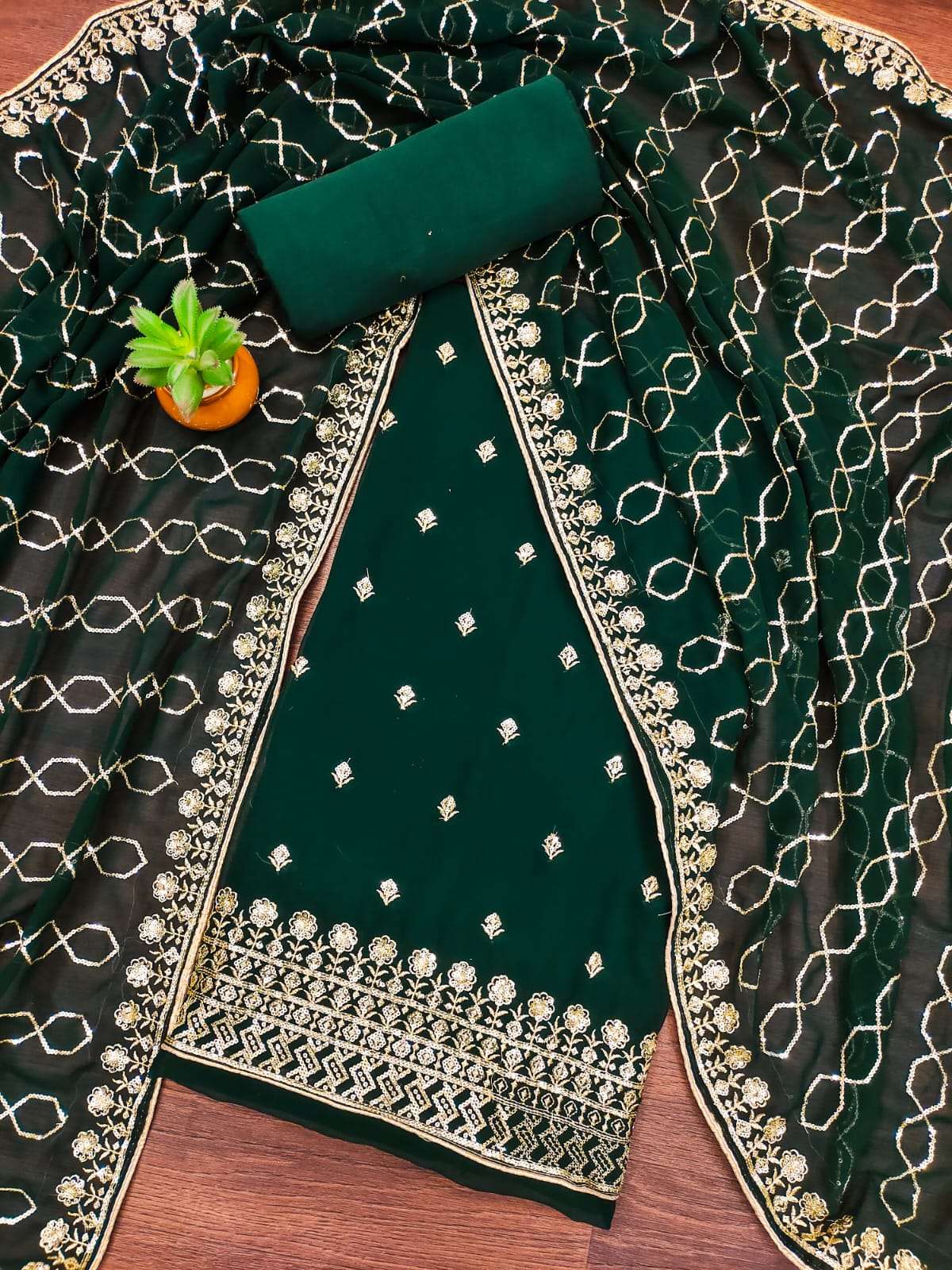 bt-17 designer faux georgette embroidery non catalog suit s