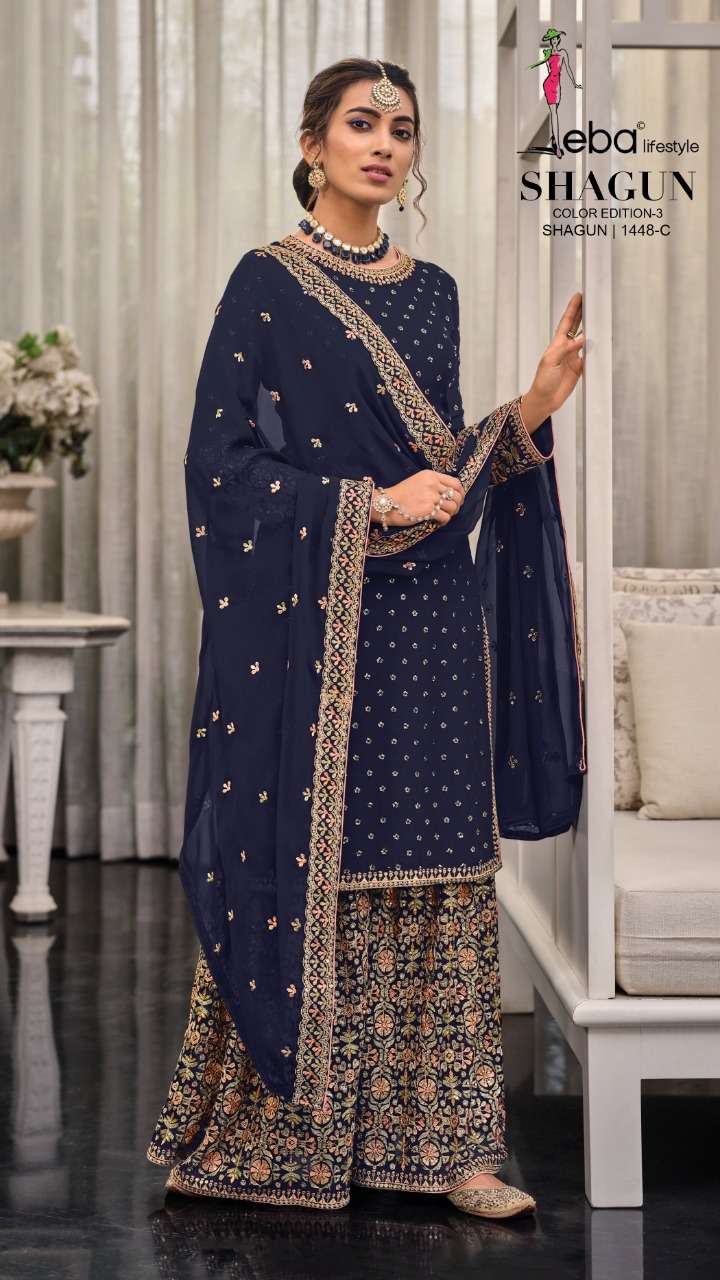 eba shagun color edition-2 series 1448 georgette suit 
