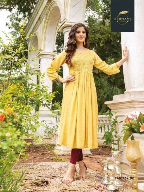 heritage fantasy vol-2 series 201-207 heavy rayon kurti 