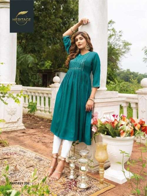 heritage fantasy vol-2 series 201-207 heavy rayon kurti 