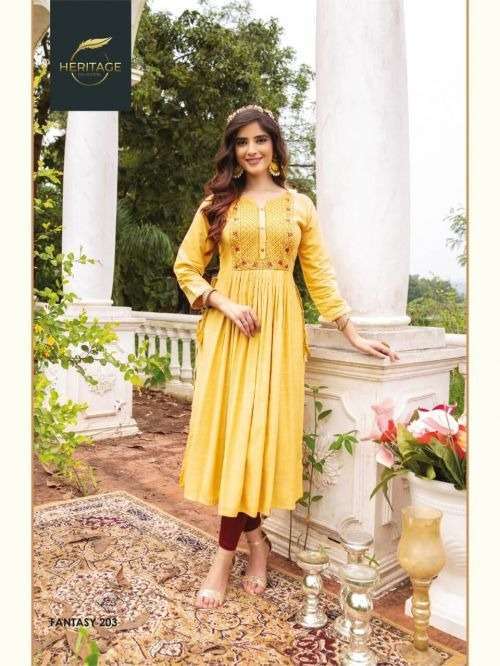 heritage fantasy vol-2 series 201-207 heavy rayon kurti 