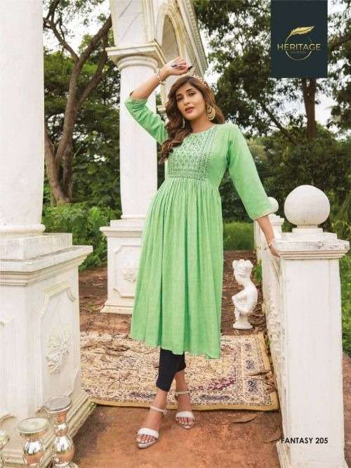 heritage fantasy vol-2 series 201-207 heavy rayon kurti 