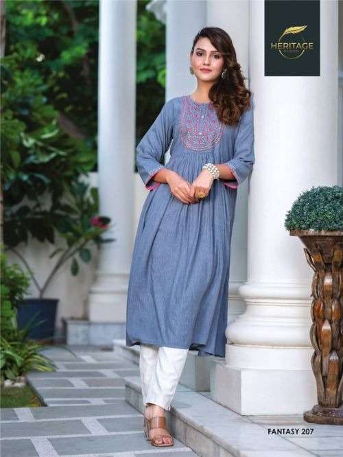 heritage fantasy vol-2 series 201-207 heavy rayon kurti 