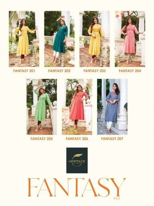 heritage fantasy vol-2 series 201-207 heavy rayon kurti 