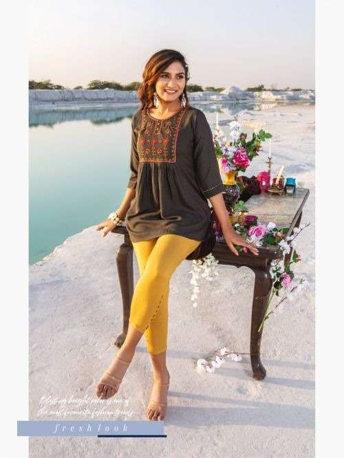 heritage kajree vol 3 series 301-307 rayon slub kurti 