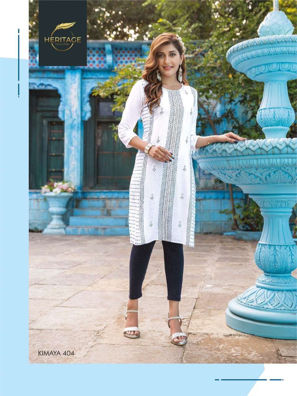 heritage kimaya vol 4 series 401-408 rayon slub kurti 