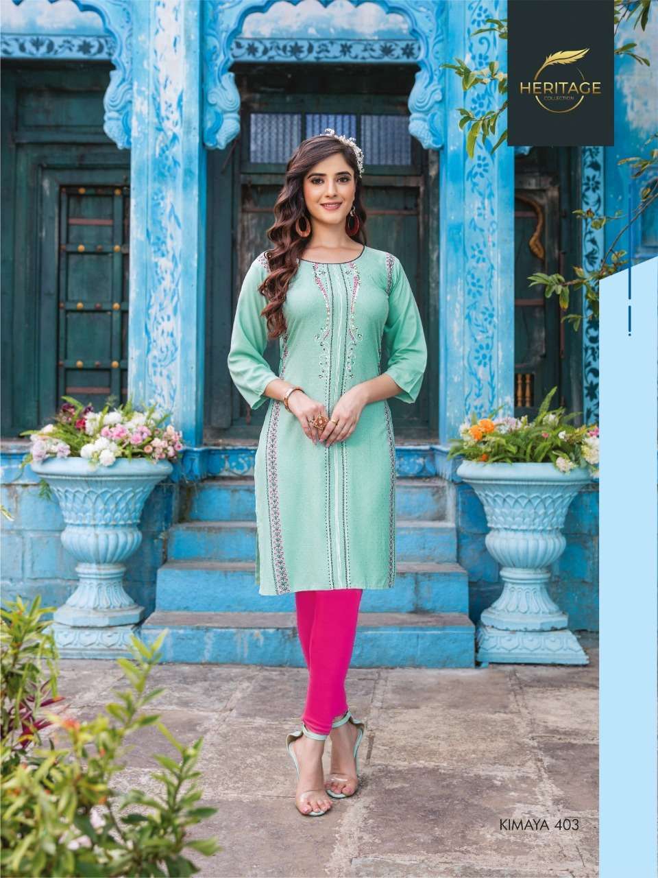 heritage kimaya vol 4 series 401-408 rayon slub kurti 