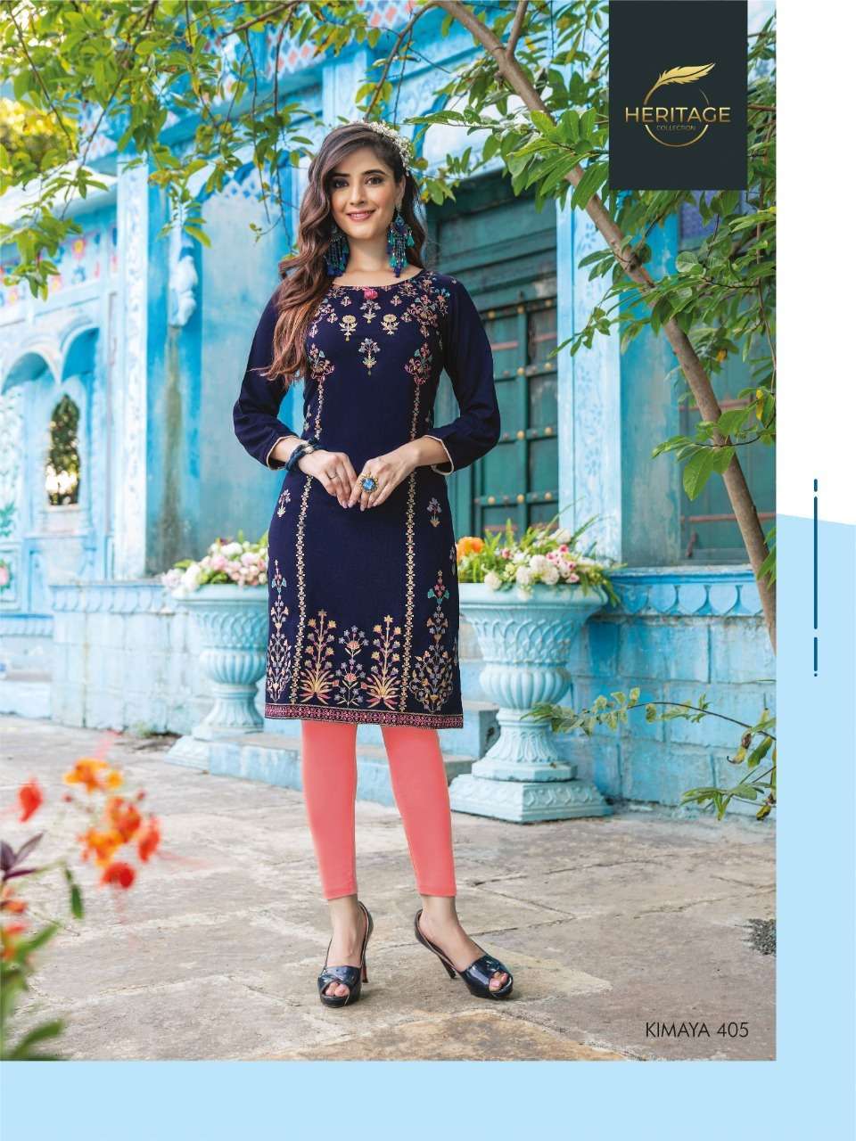 heritage kimaya vol 4 series 401-408 rayon slub kurti 