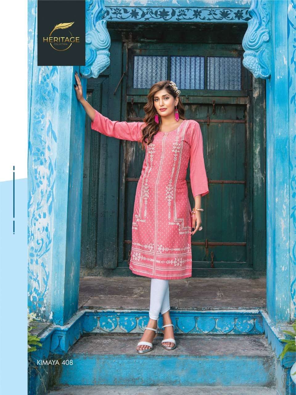 heritage kimaya vol 4 series 401-408 rayon slub kurti 