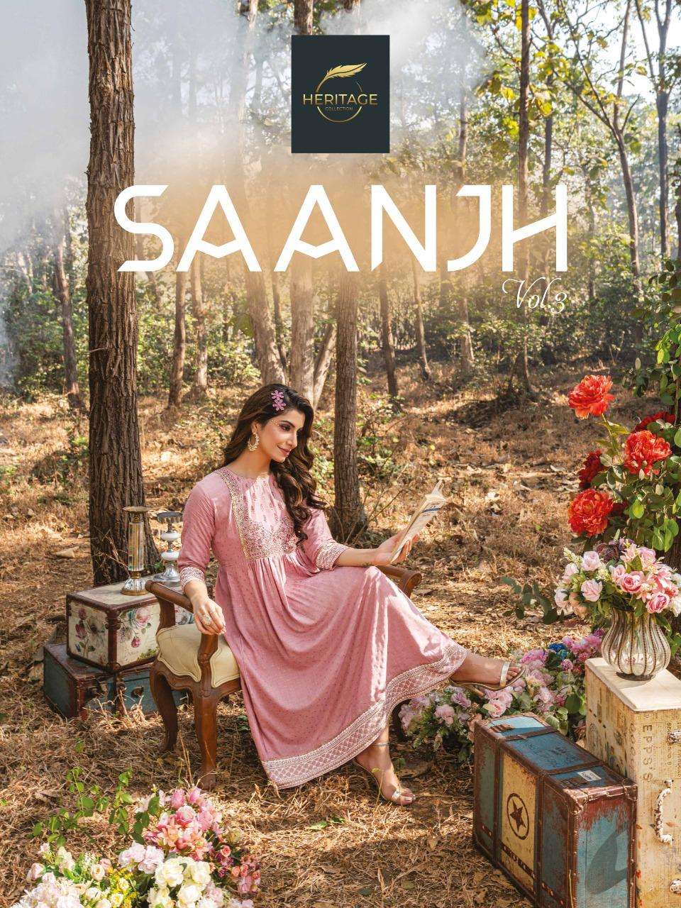 heritage saanjh vol 3 series 301-306 rayon slub kurti 