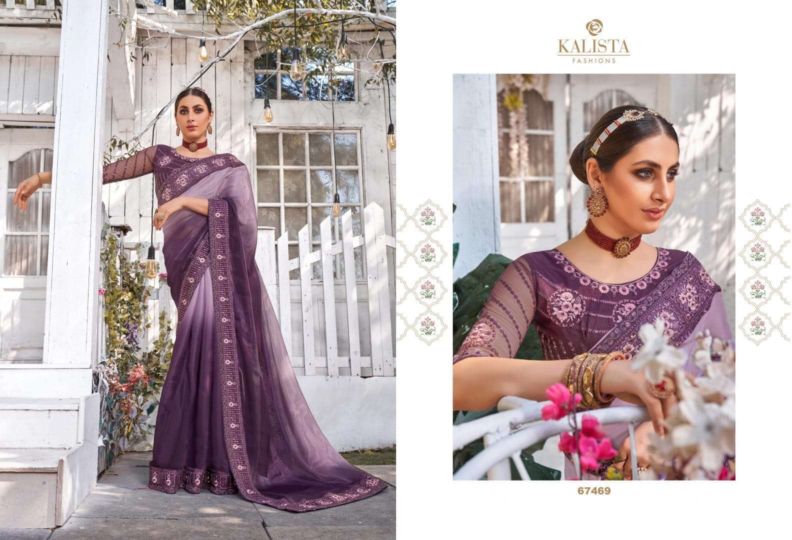 kalista cinderella gold edition series 67466-67473 satin organza saree