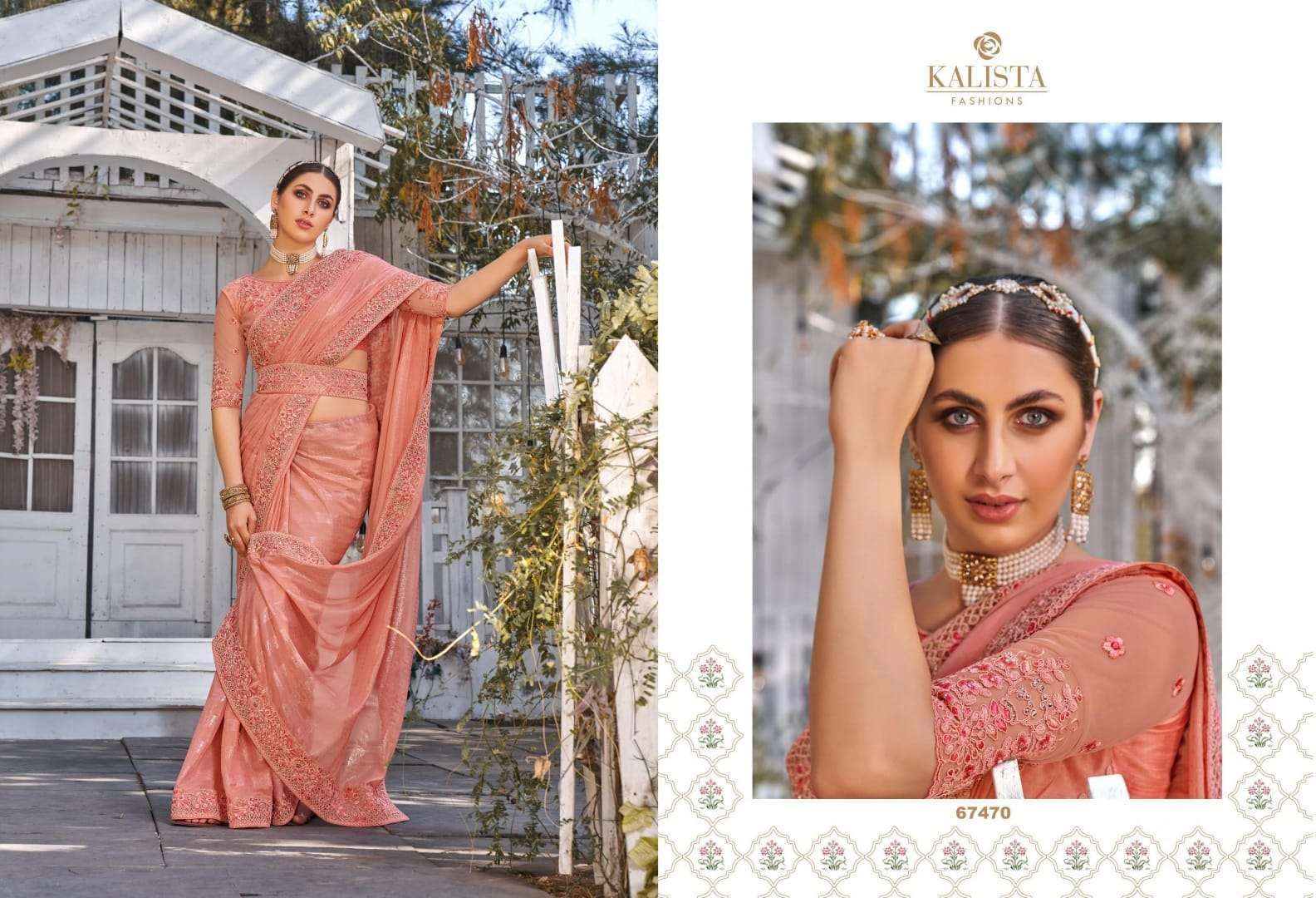kalista cinderella gold edition series 67466-67473 satin organza saree