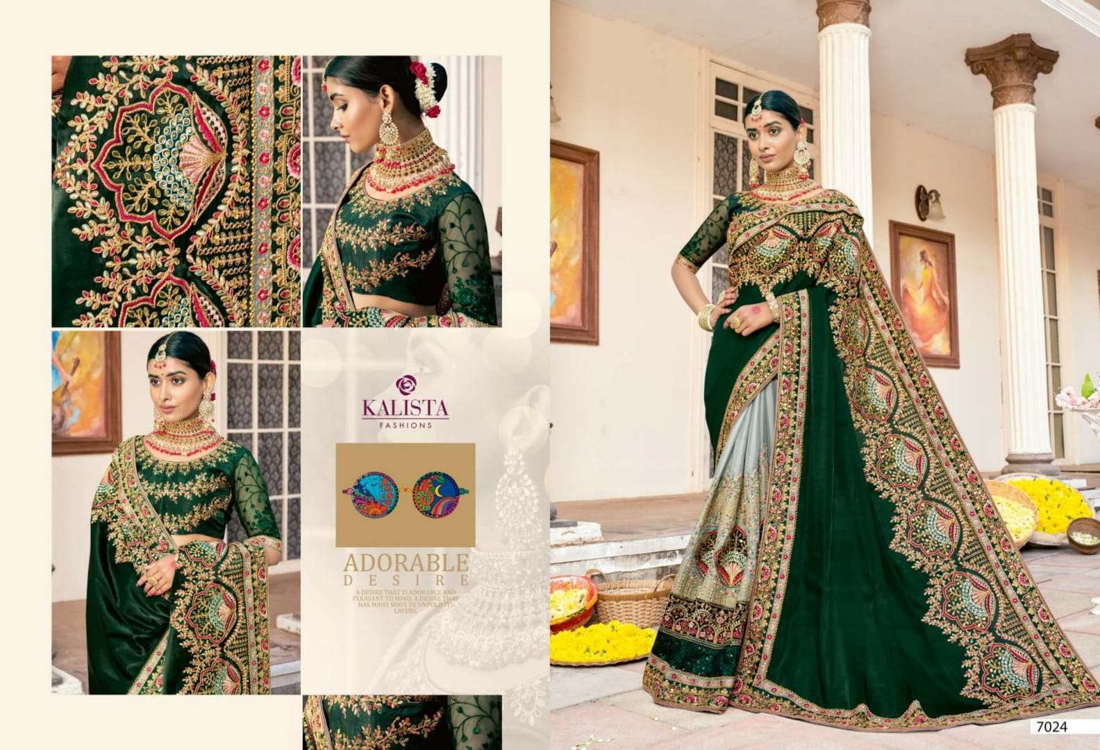 kalista khawaab vol 21 series 7024-7029 fancy embroidery saree