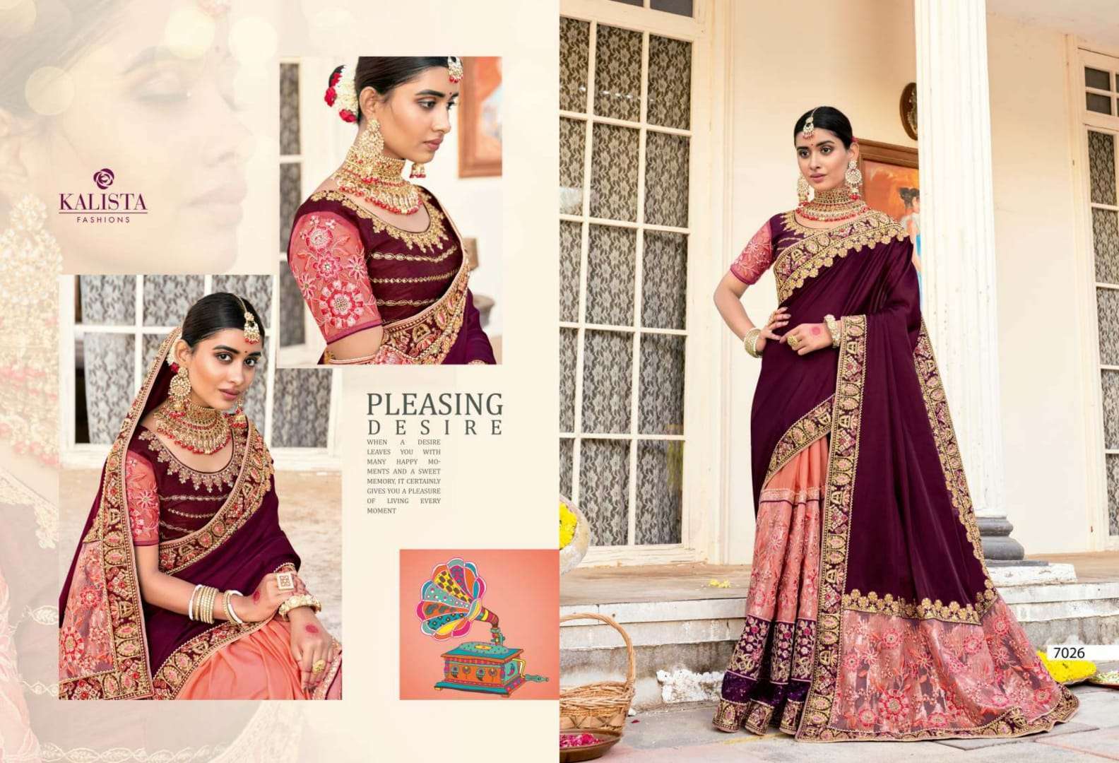 kalista khawaab vol 21 series 7024-7029 fancy embroidery saree