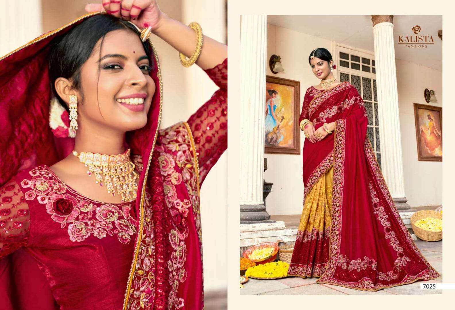 kalista khawaab vol 21 series 7024-7029 fancy embroidery saree