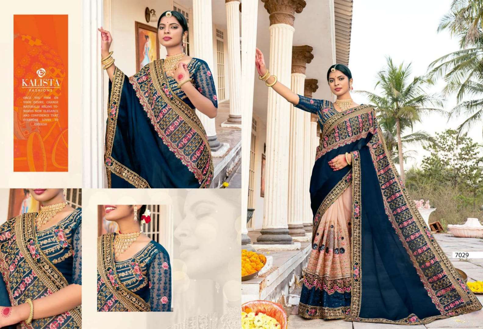 kalista khawaab vol 21 series 7024-7029 fancy embroidery saree
