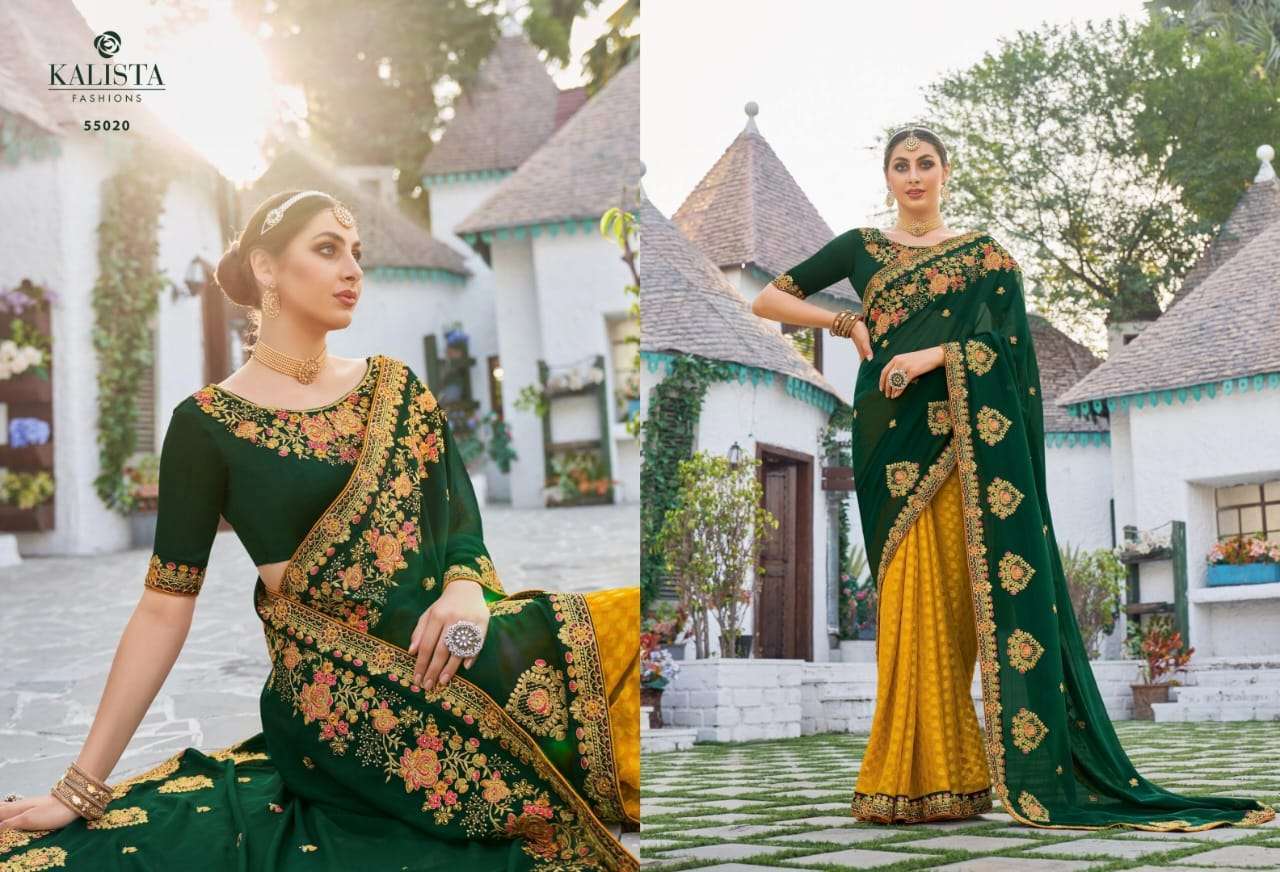 kalista virasat gold vol 4 series 55019-55024 fancy embroidered saree