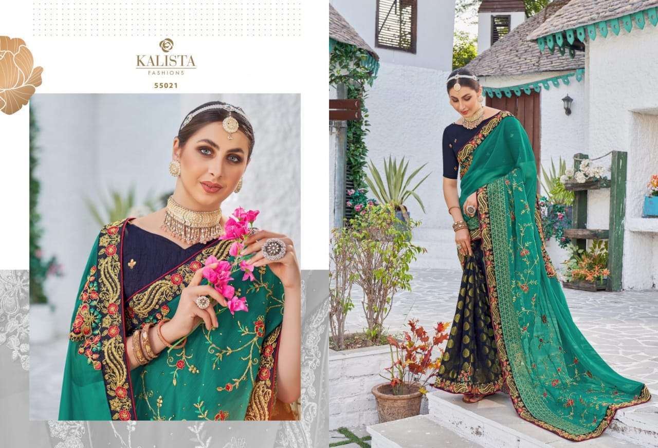kalista virasat gold vol 4 series 55019-55024 fancy embroidered saree