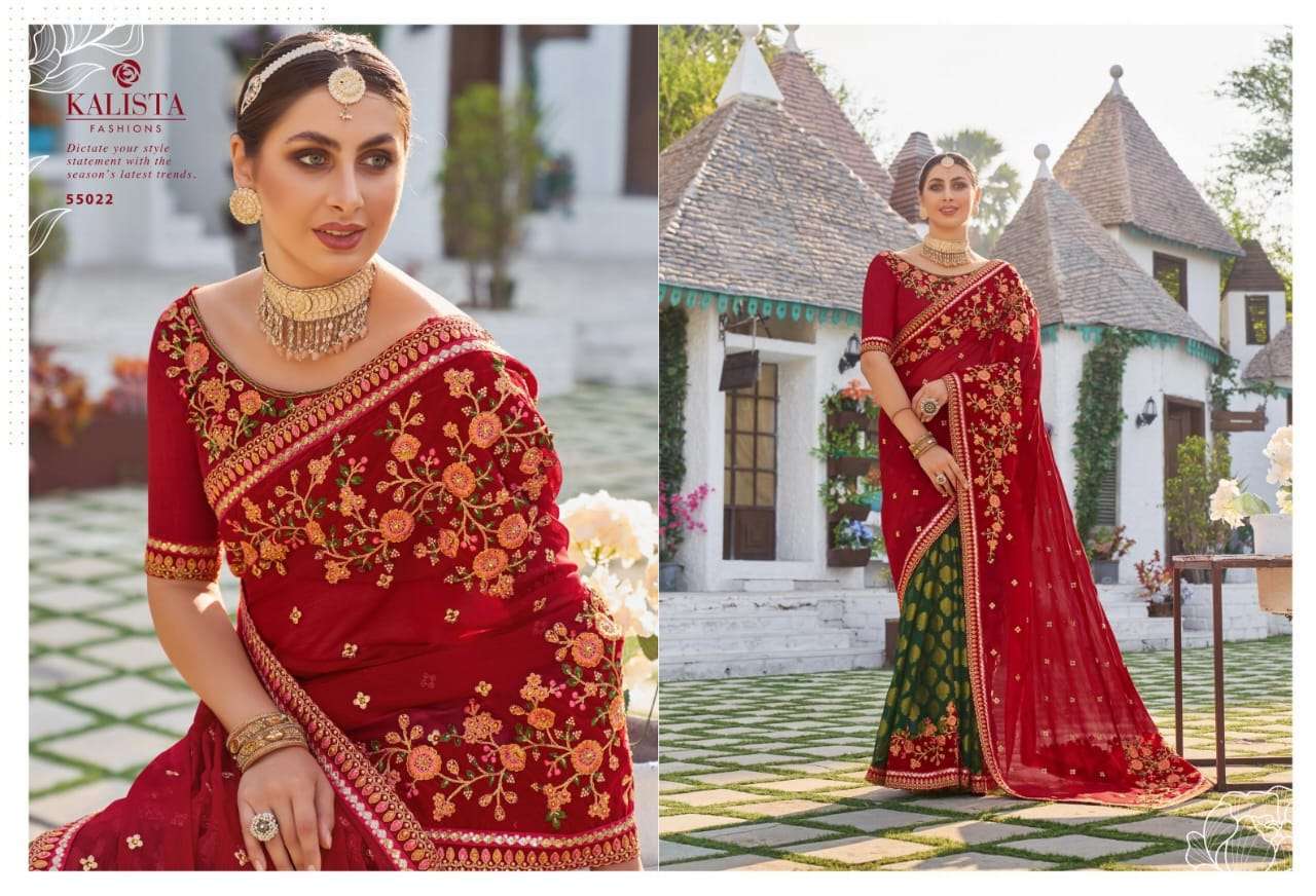 kalista virasat gold vol 4 series 55019-55024 fancy embroidered saree
