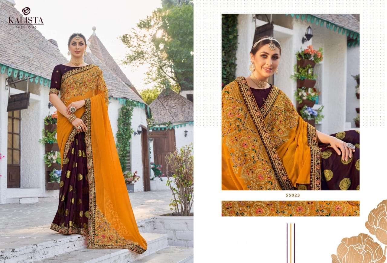 kalista virasat gold vol 4 series 55019-55024 fancy embroidered saree