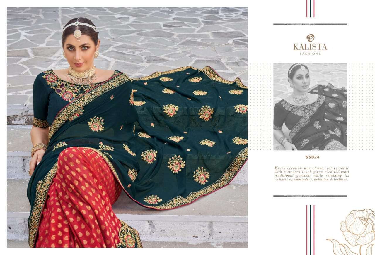 kalista virasat gold vol 4 series 55019-55024 fancy embroidered saree