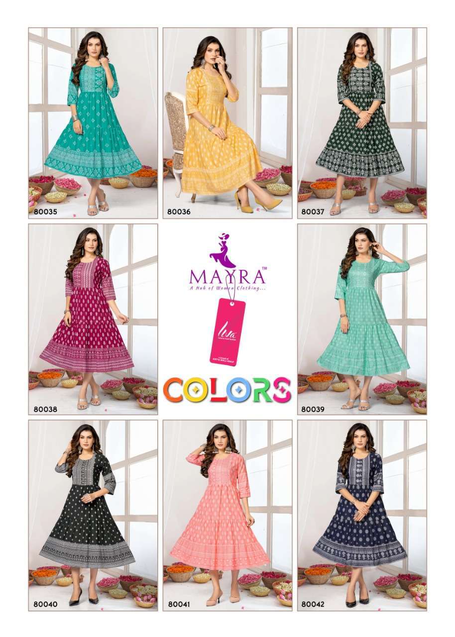 mayra colors series 80035-80042 Reyon plain 14kg kurti