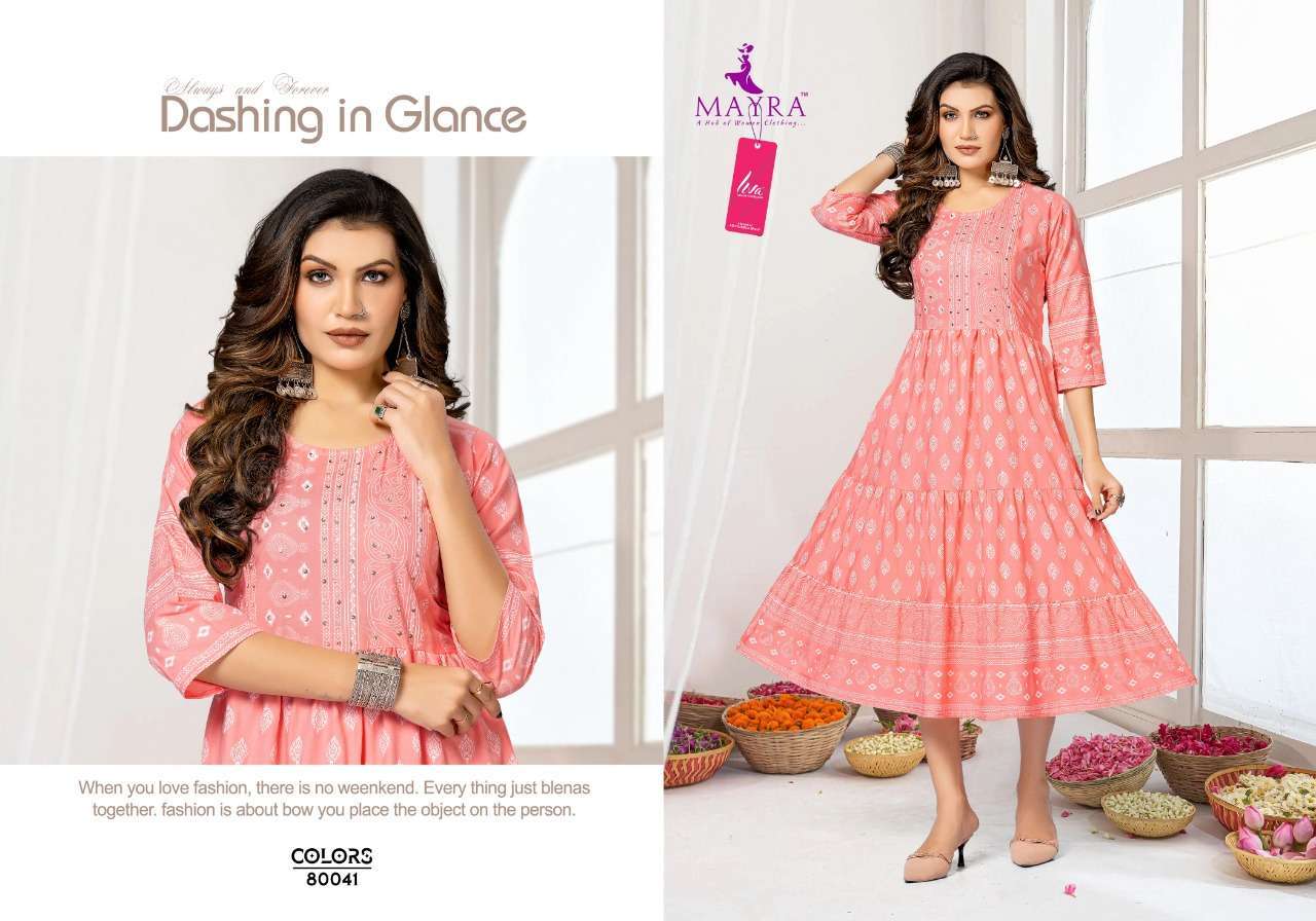 mayra colors series 80035-80042 Reyon plain 14kg kurti