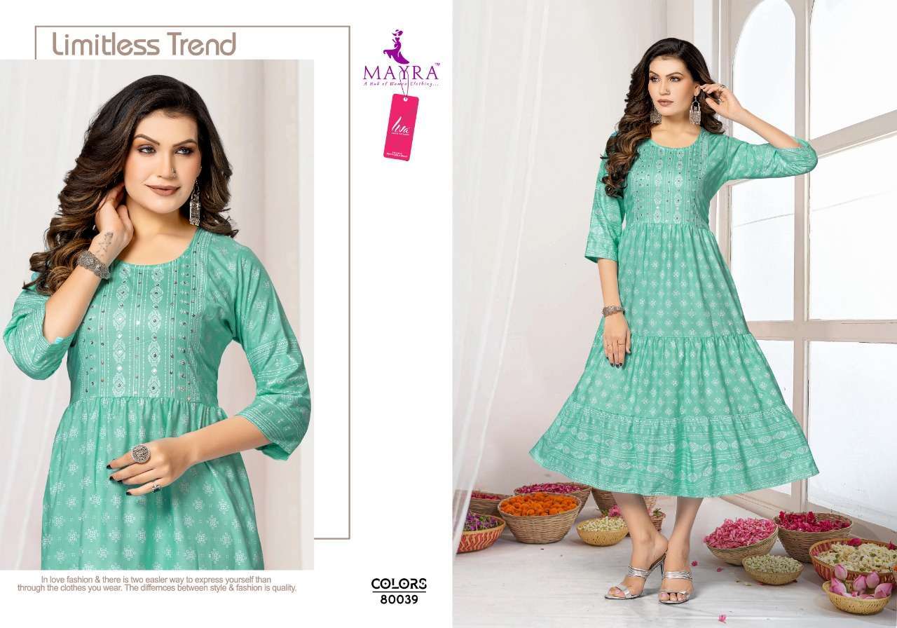 mayra colors series 80035-80042 Reyon plain 14kg kurti