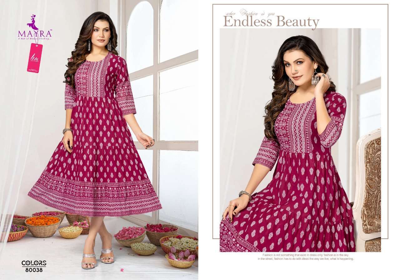 mayra colors series 80035-80042 Reyon plain 14kg kurti