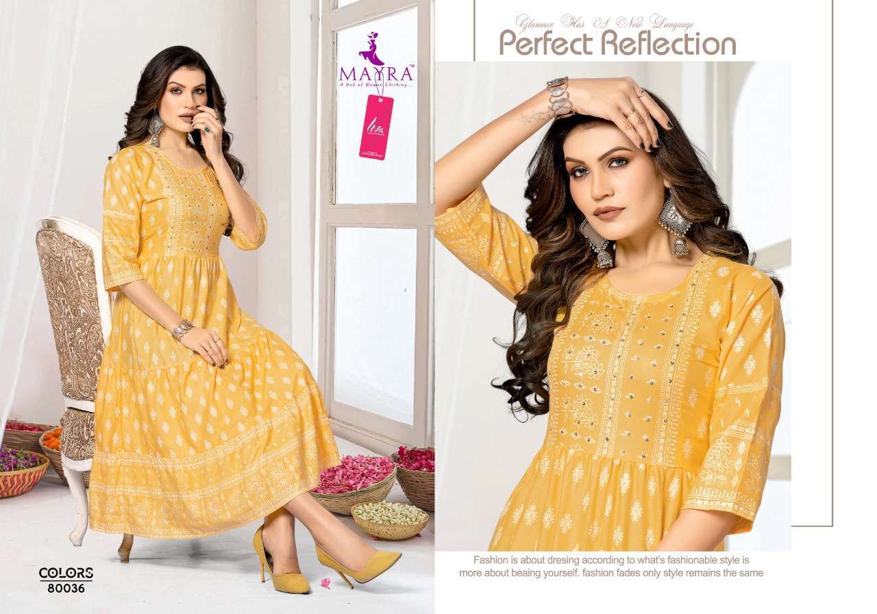mayra colors series 80035-80042 Reyon plain 14kg kurti