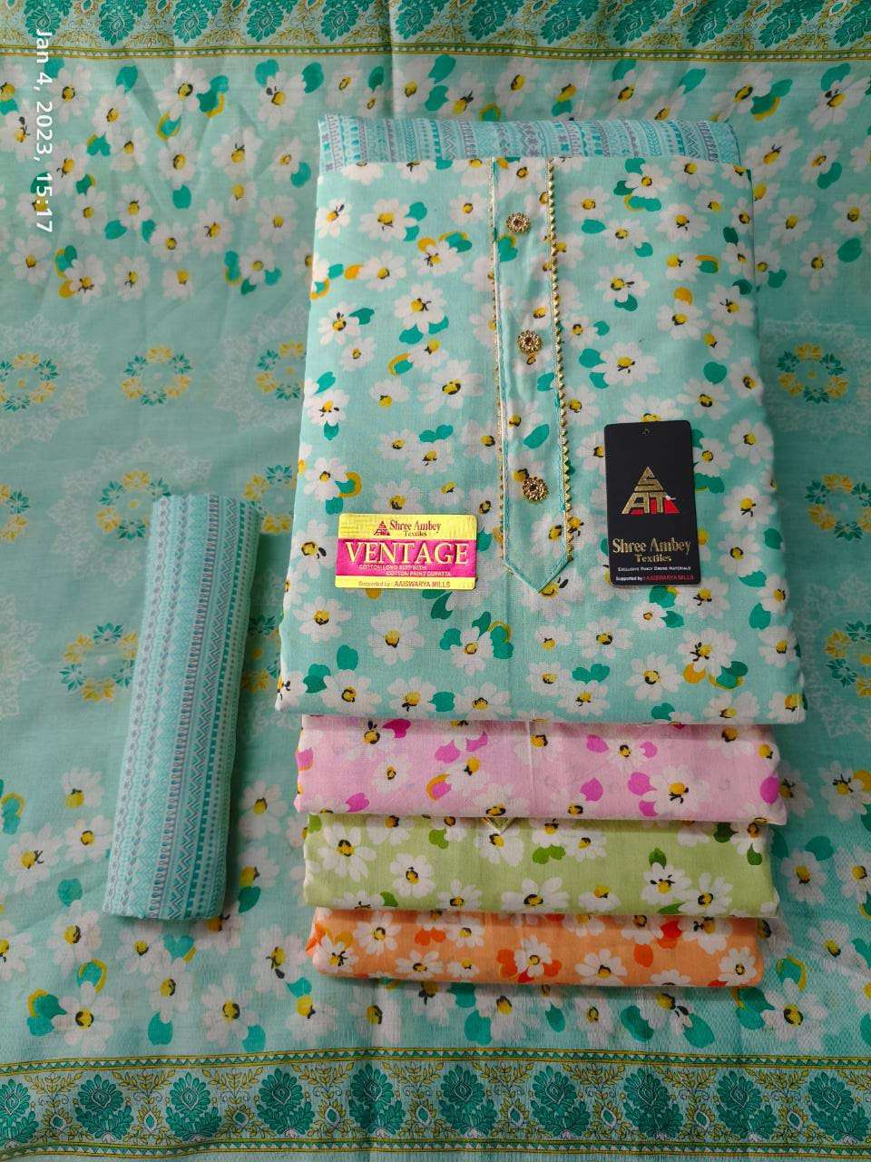 Sat 4 Matching Vintage Indo Cotton Print suit