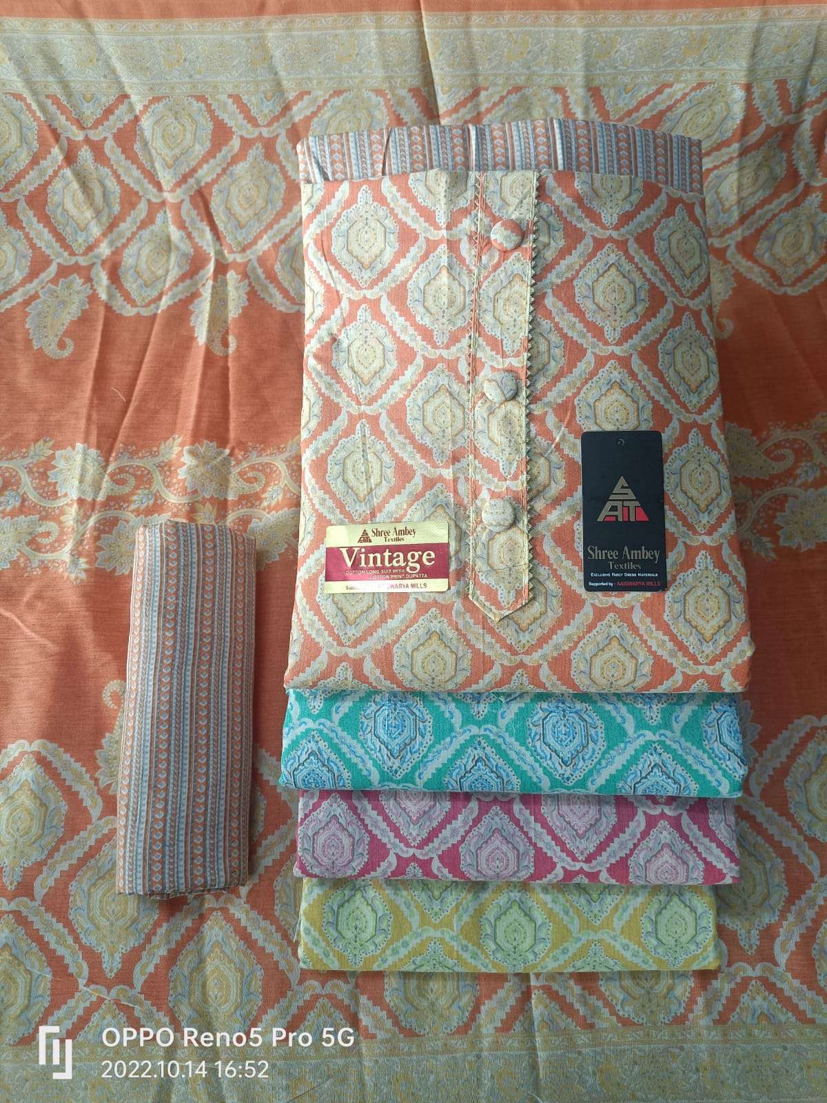 Sat 4 Matching Vintage Indo Cotton Print suit