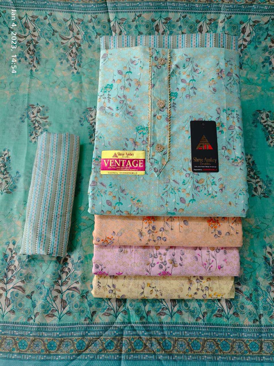 Sat 4 Matching Vintage Indo Cotton Print suit