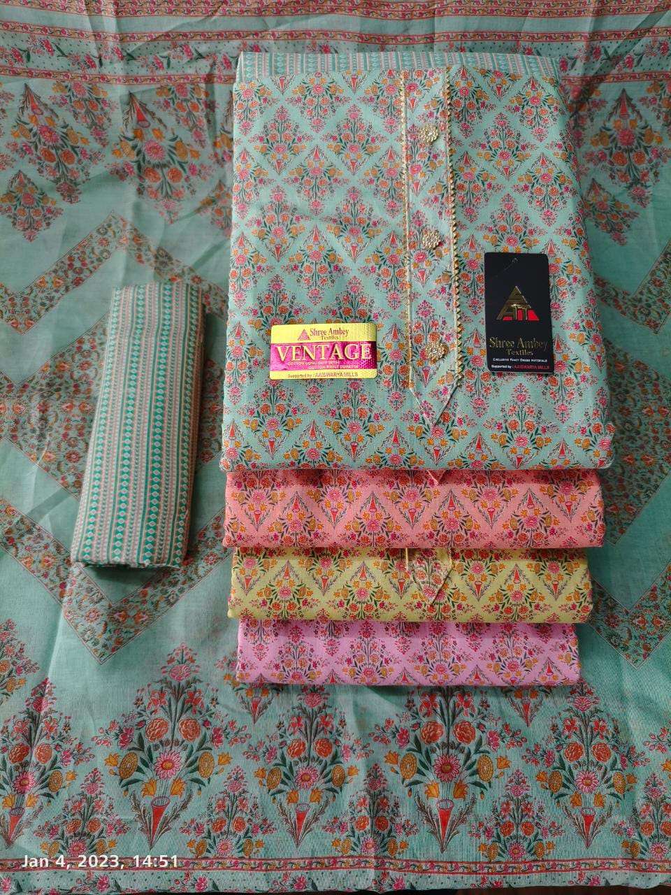 Sat 4 Matching Vintage Indo Cotton Print suit