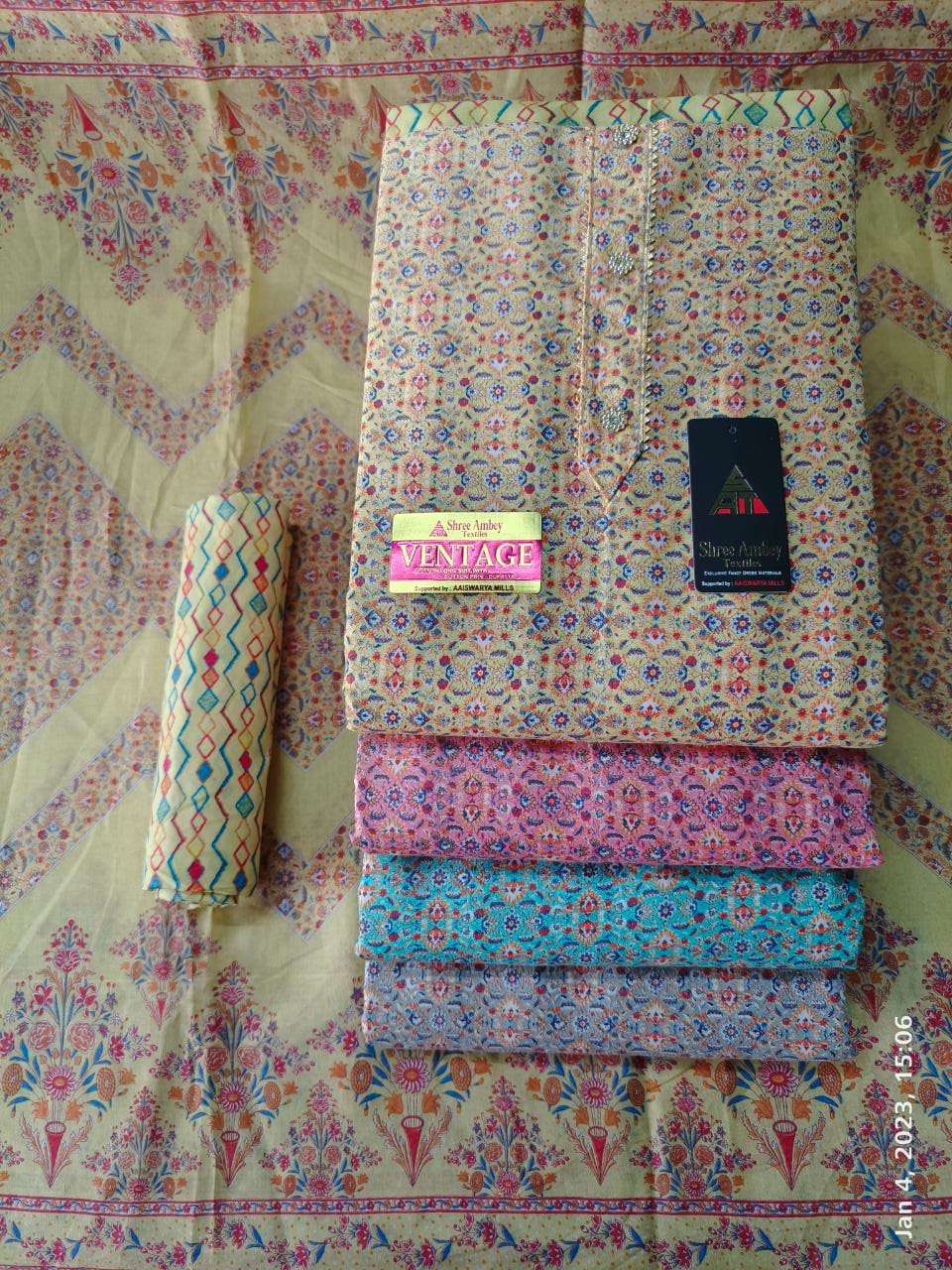 Sat 4 Matching Vintage Indo Cotton Print suit