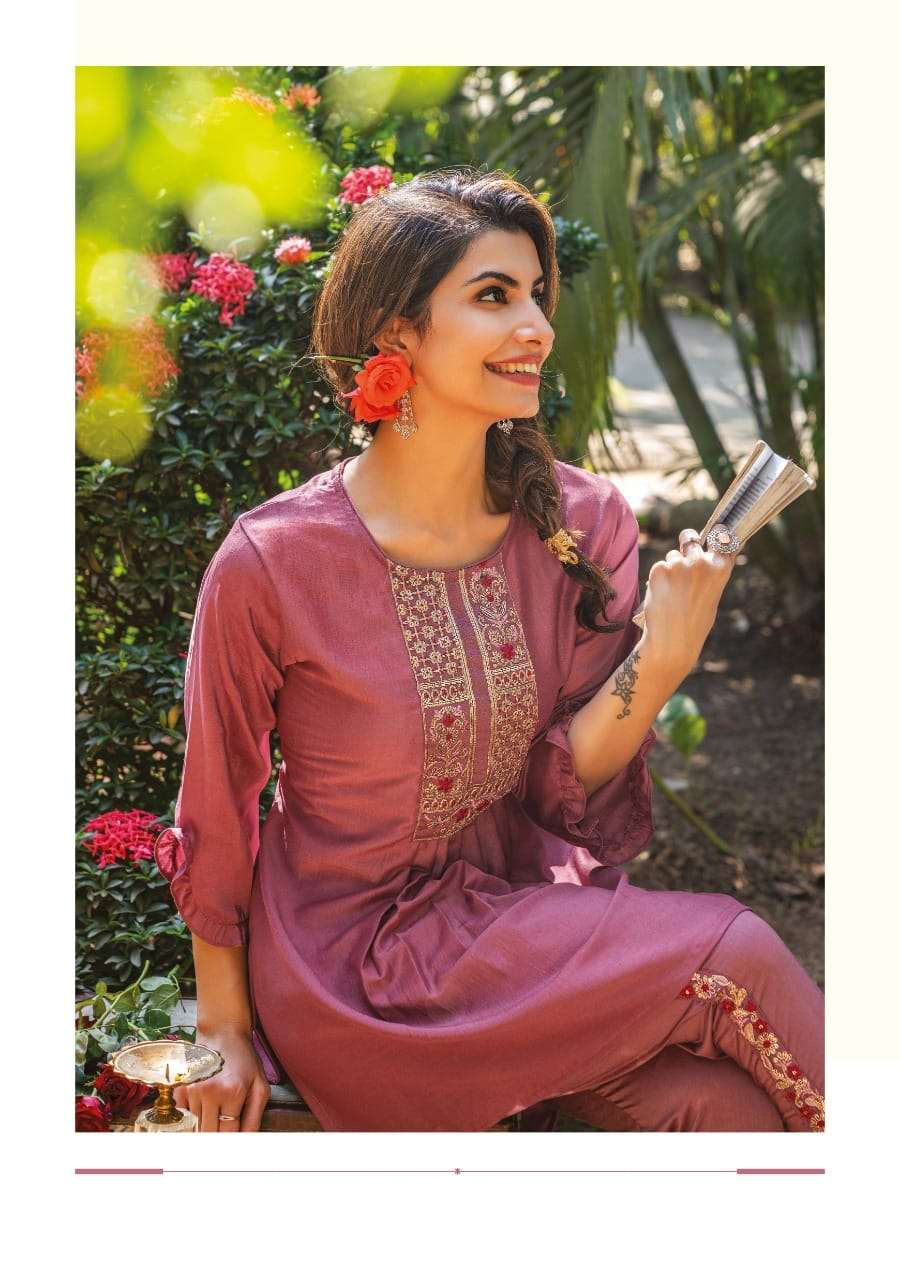 wanna naira cord set series 101-106 heavy chinon silk kurti pant 