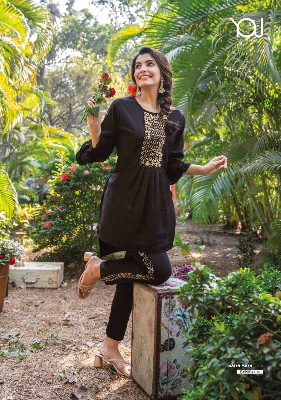 wanna naira cord set series 101-106 heavy chinon silk kurti pant 