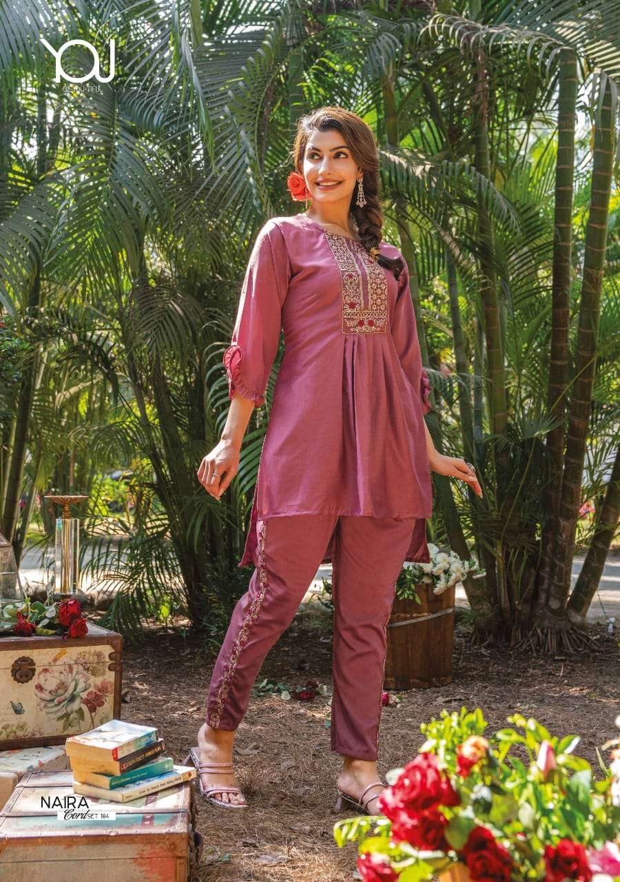 wanna naira cord set series 101-106 heavy chinon silk kurti pant 