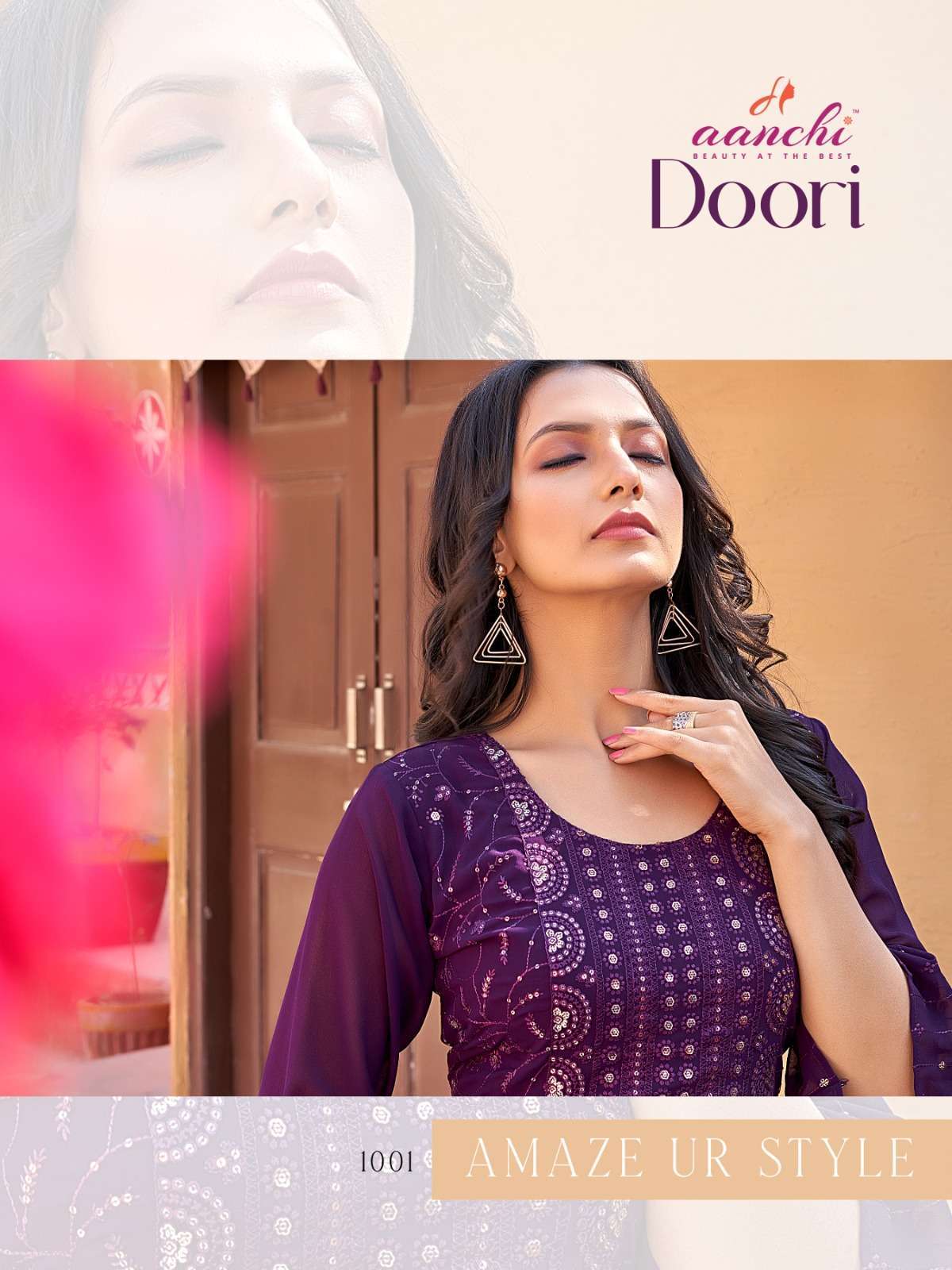 aanchi doori georgette jacket model sequence work kurti 