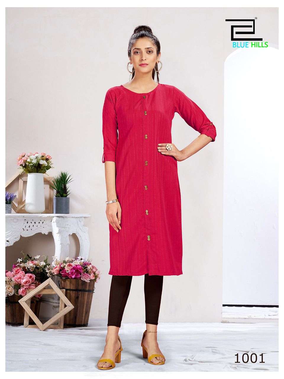 blue hills vintage series 1001-1006 dobby pattern kurti