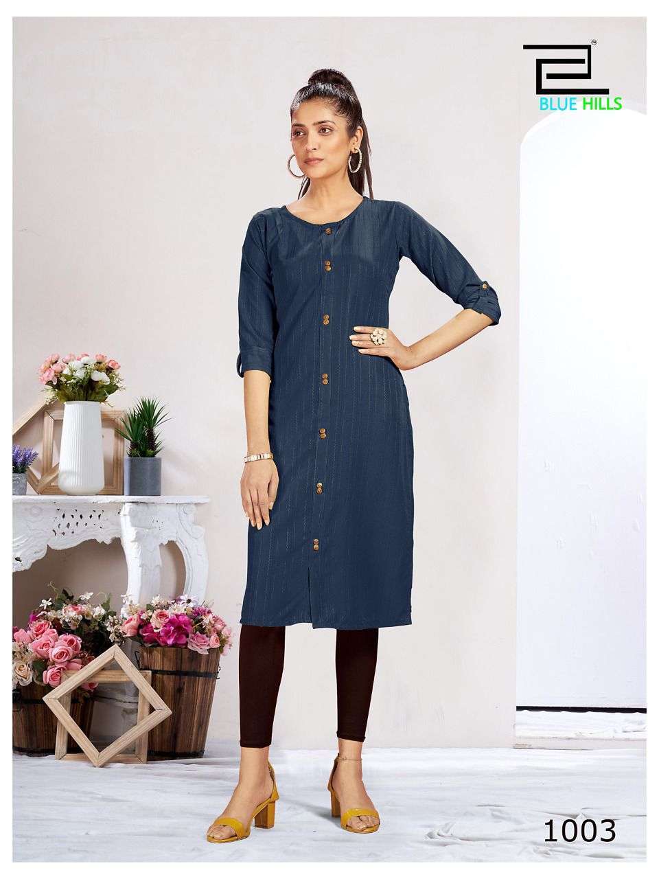 blue hills vintage series 1001-1006 dobby pattern kurti