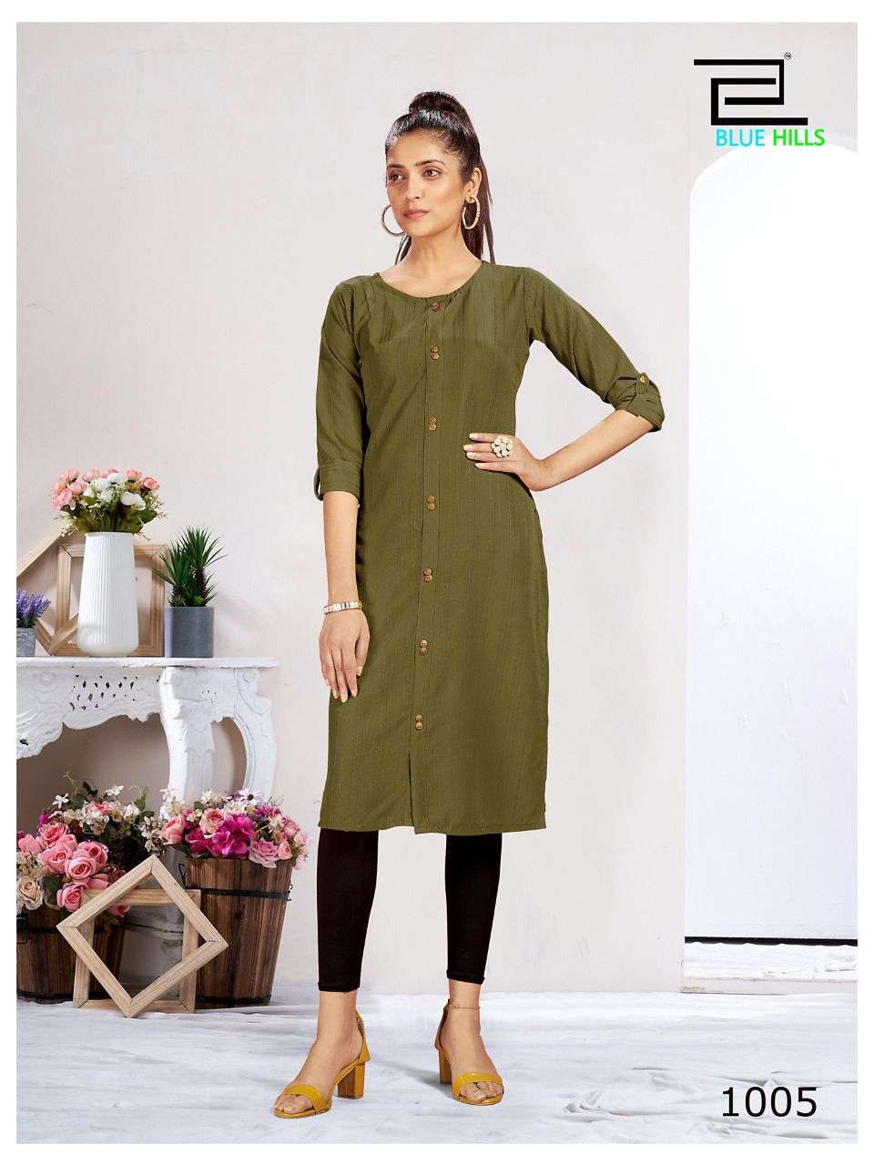 blue hills vintage series 1001-1006 dobby pattern kurti