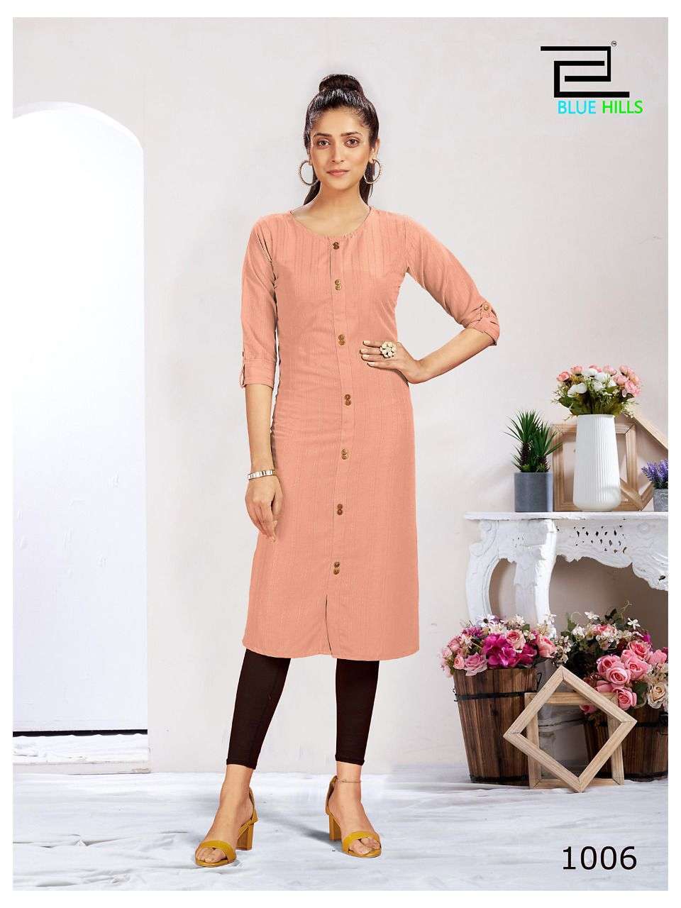 blue hills vintage series 1001-1006 dobby pattern kurti