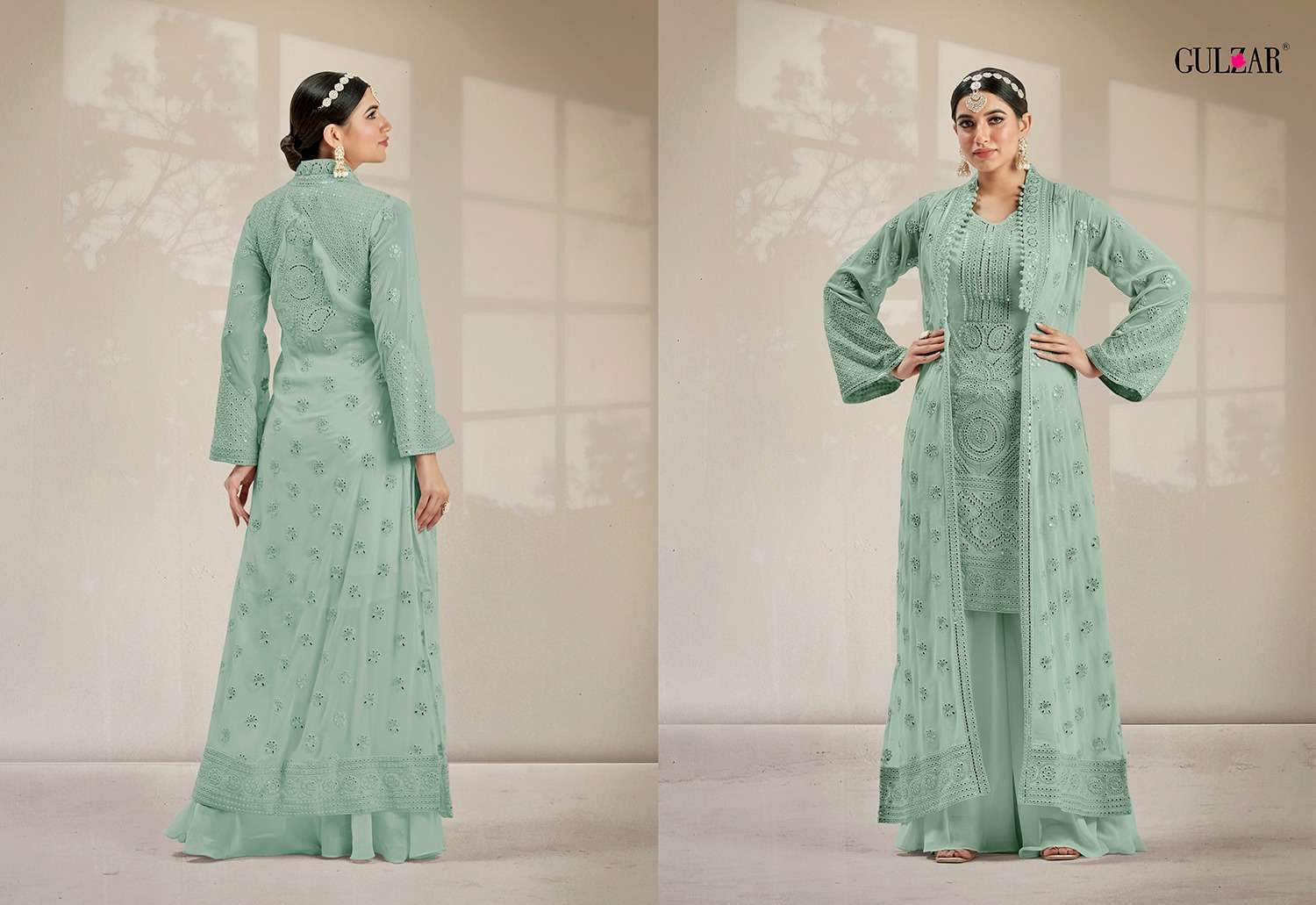 gulzaar series 2001 real georgette mirror work kurti