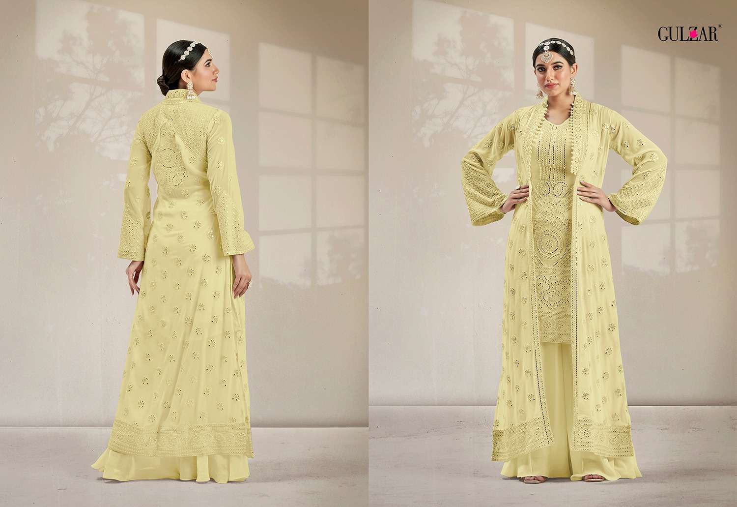 gulzaar series 2001 real georgette mirror work kurti