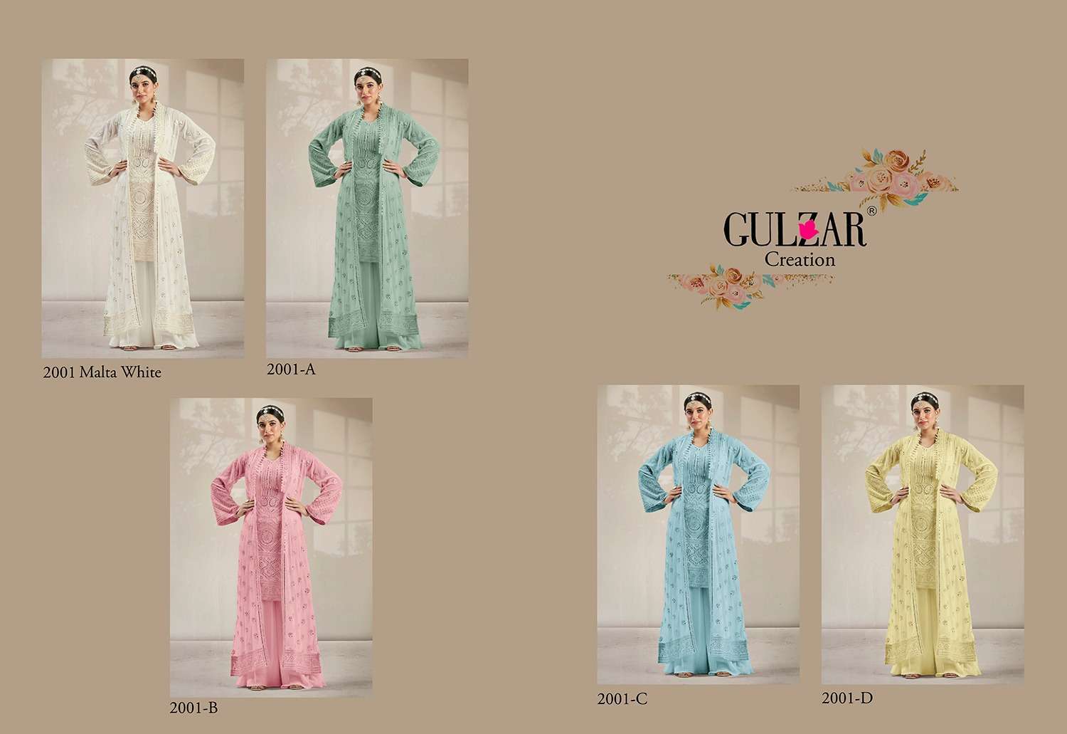 gulzaar series 2001 real georgette mirror work kurti